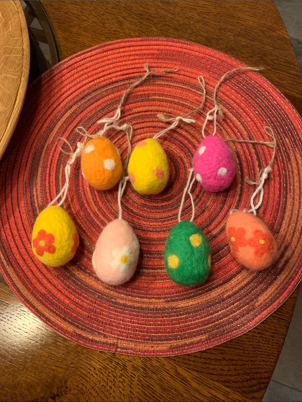 7 New Handmade Multicolor Felt Easter Egg Ornaments